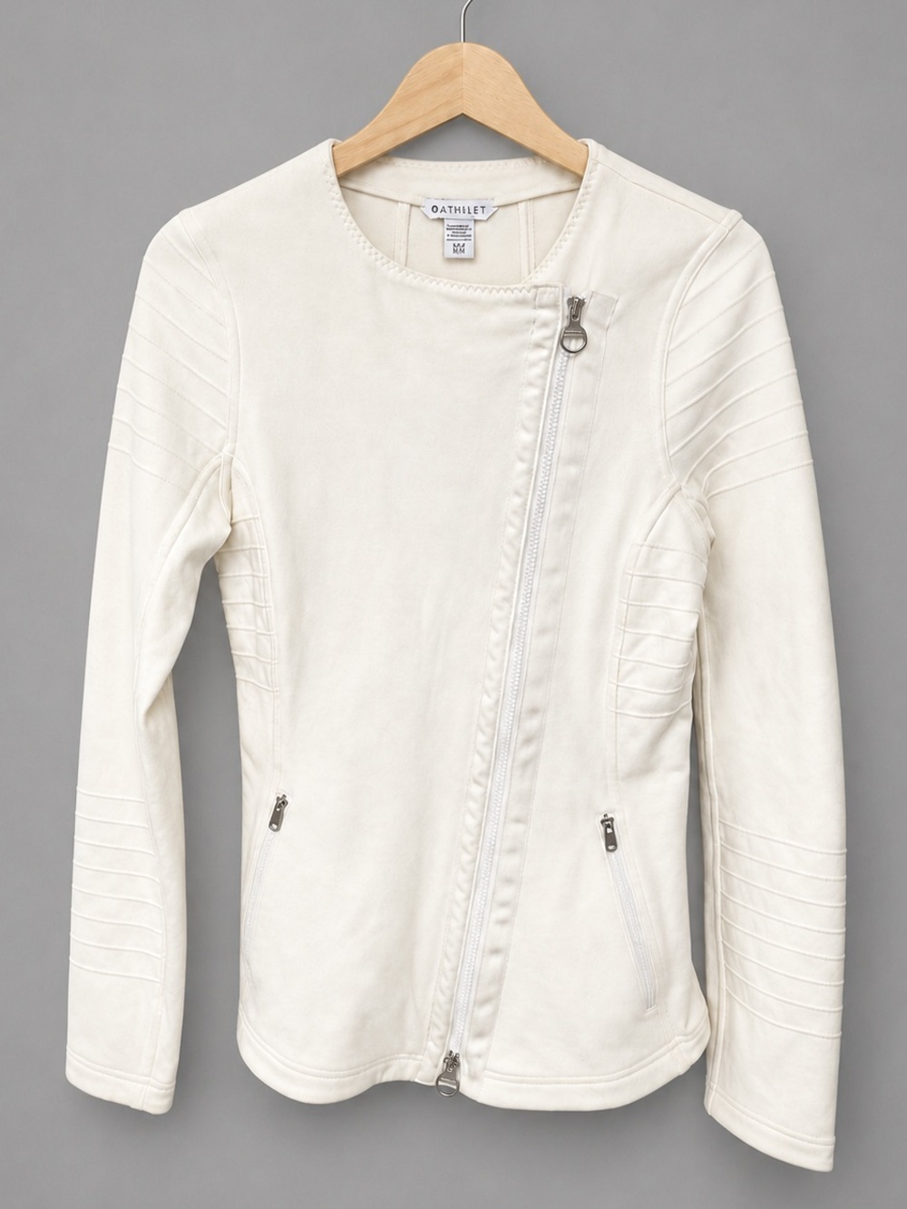 Athleta Stronger Moto Moto Jacket Small Tall Ivory Cream